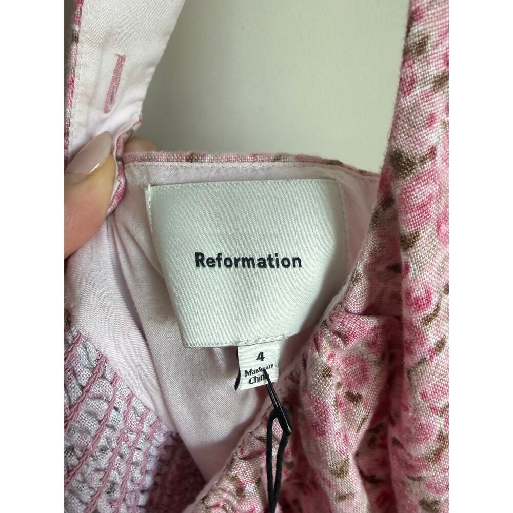 Reformation Daria Linen Sleeveless Mini Fit & Flare Dress Rosin Pink  Women's 4 - Picture 6 of 13